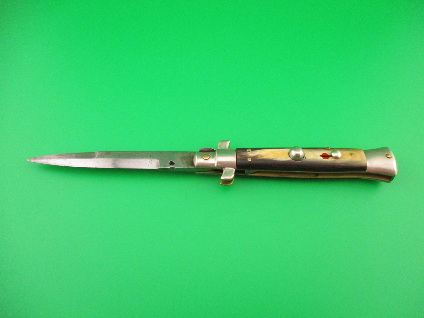 CORICAMA 21cm Italian Picklock Horn Red Dot safety switchblade knife