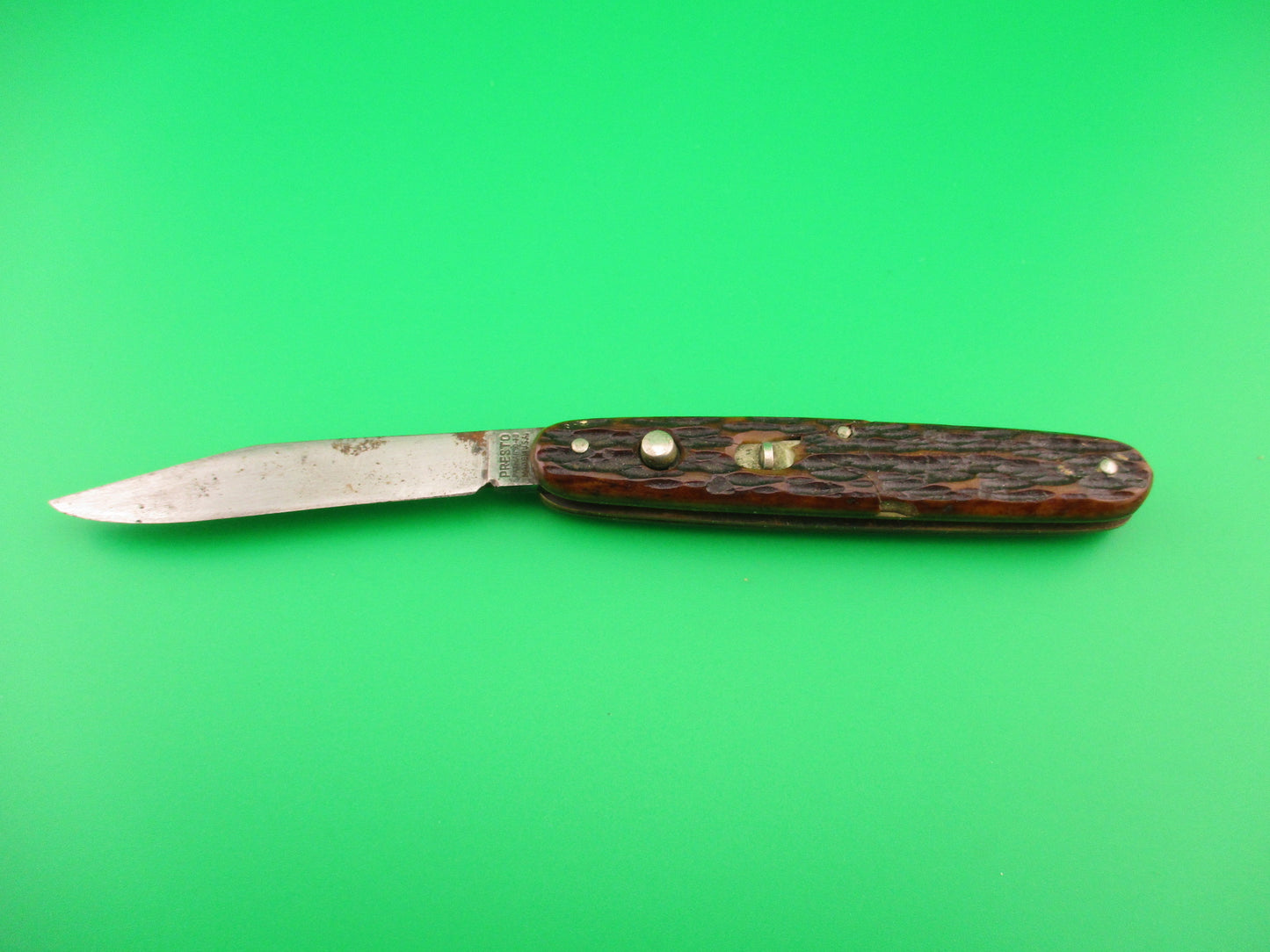 PRESTO #610ST Cigar Jack Jigged bone single blade automatic knife