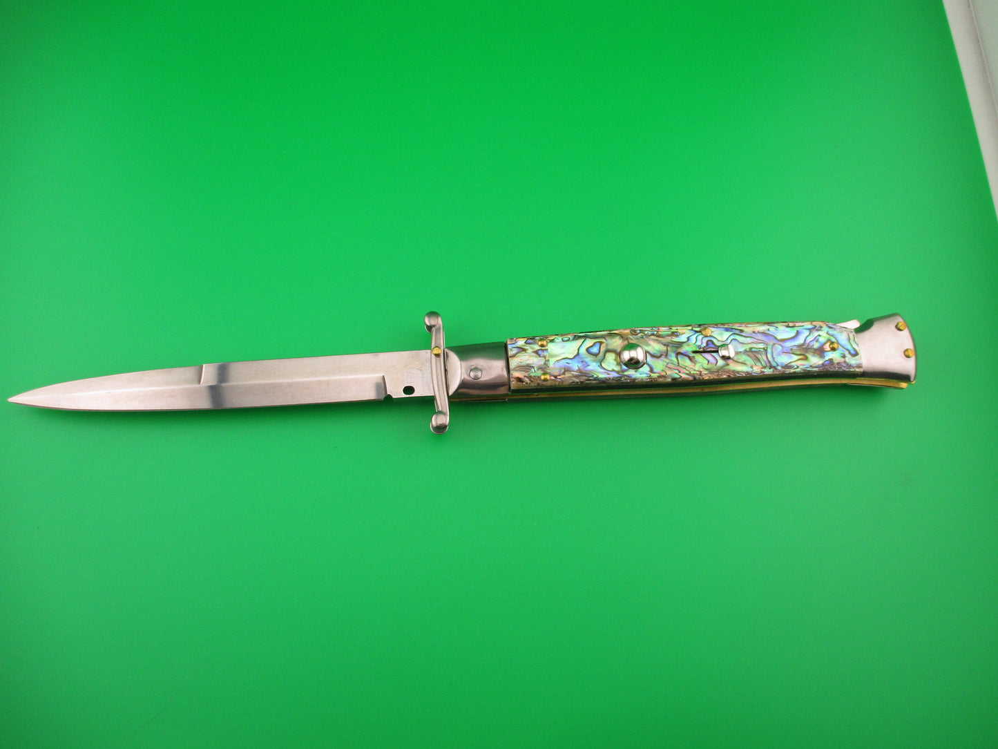 FRANK B ITALY 28cm Italian Swing guard Bayonet blade Abalone automatic knife
