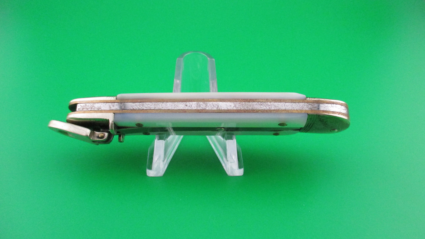 Hubertus Solingen 10cm German Lever Mother of Pearl automatic knife