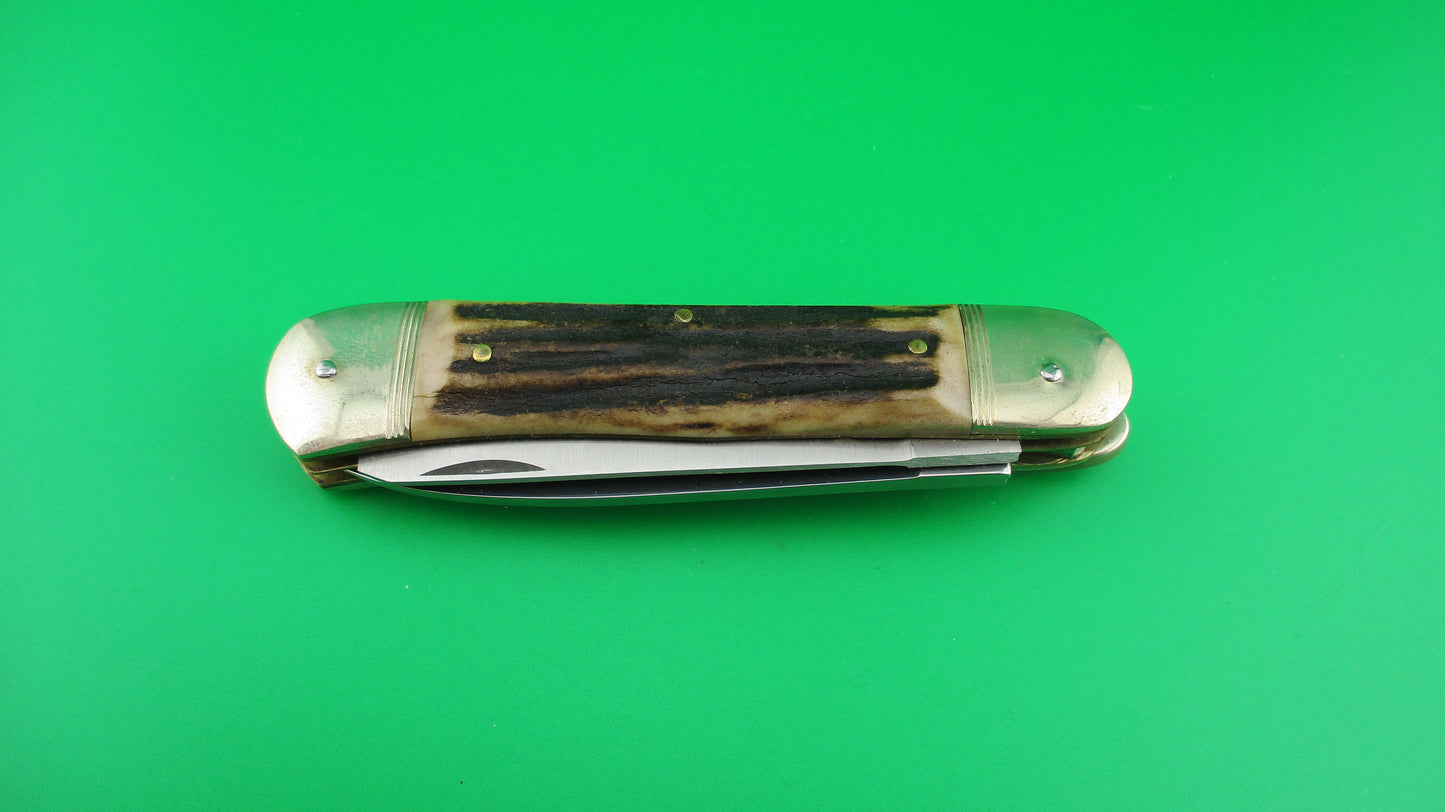 z HUBERTUS SOLINGEN 11cm German Lever Stag 2 blade Camper automatic knife