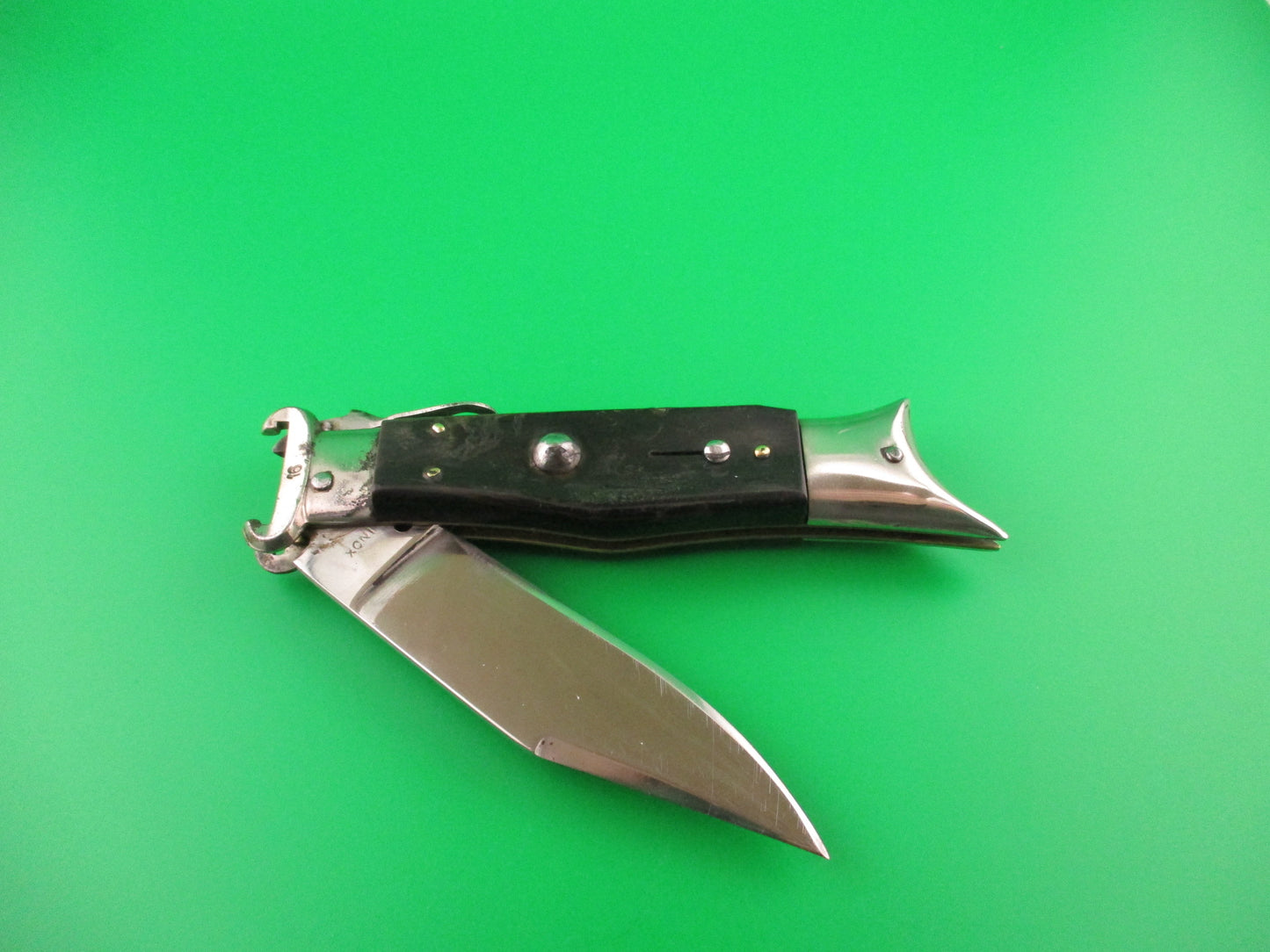 INOX 22cm Italian Fulcrum Shark Tooth Shell Puller Vintage 1960s automatic knife