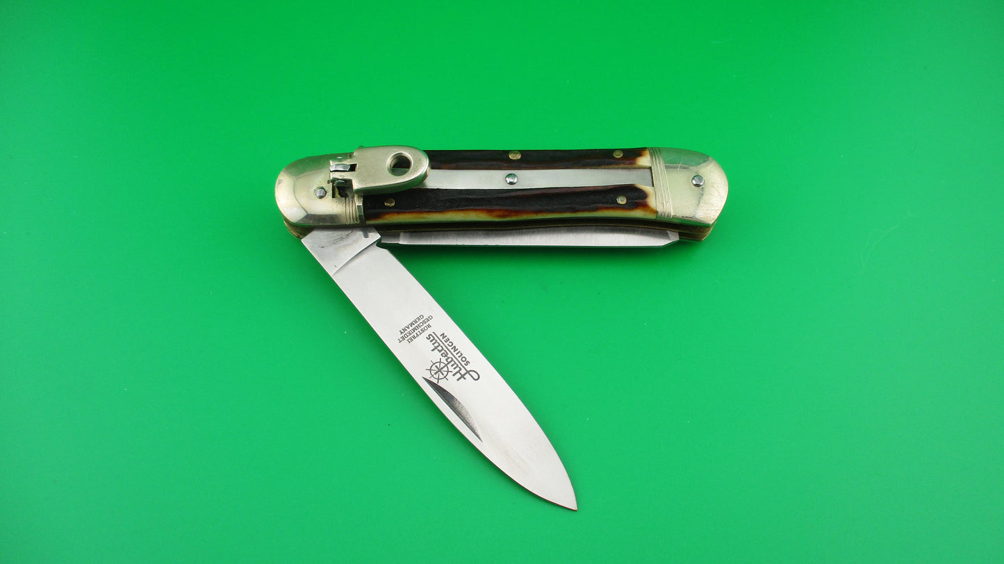 z HUBERTUS SOLINGEN 11cm German Lever Stag 2 blade Camper automatic knife