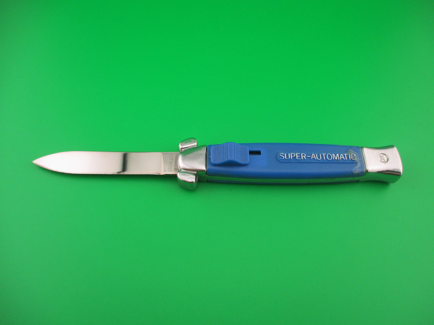 STAINLESS ROSTFREI 20cm RARE Light Blue Super Automatic OTF DA vintage switchblade knife