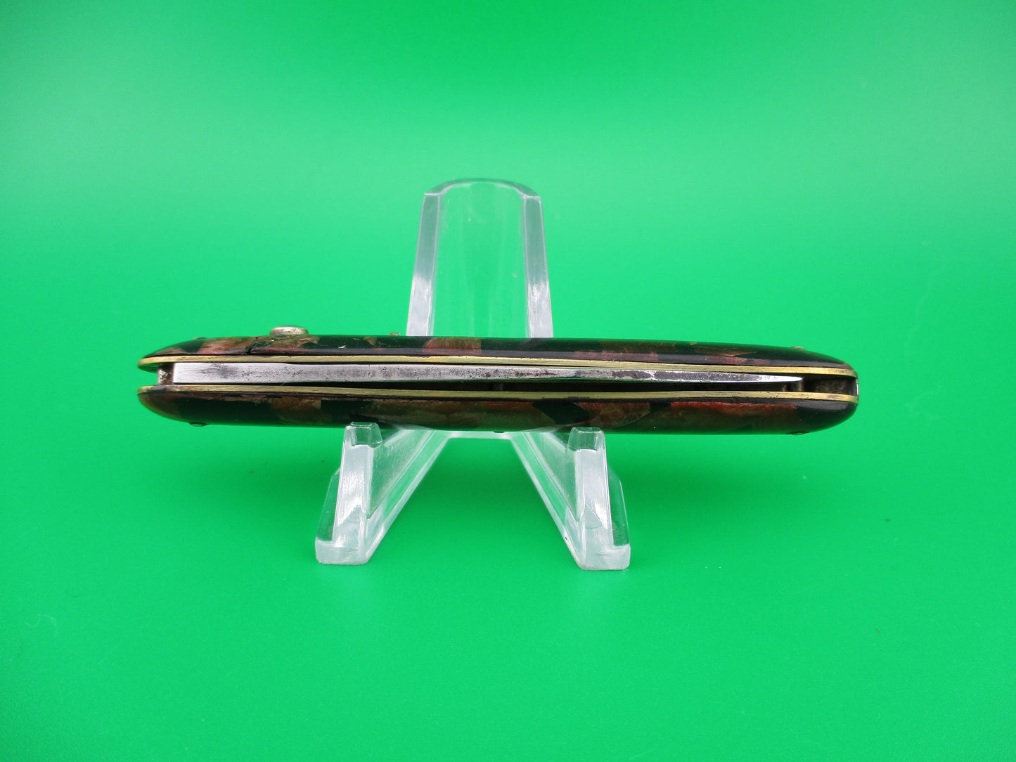 PRESTO single Cigar Red pearl & black mottled celluloid handle switchblade knife