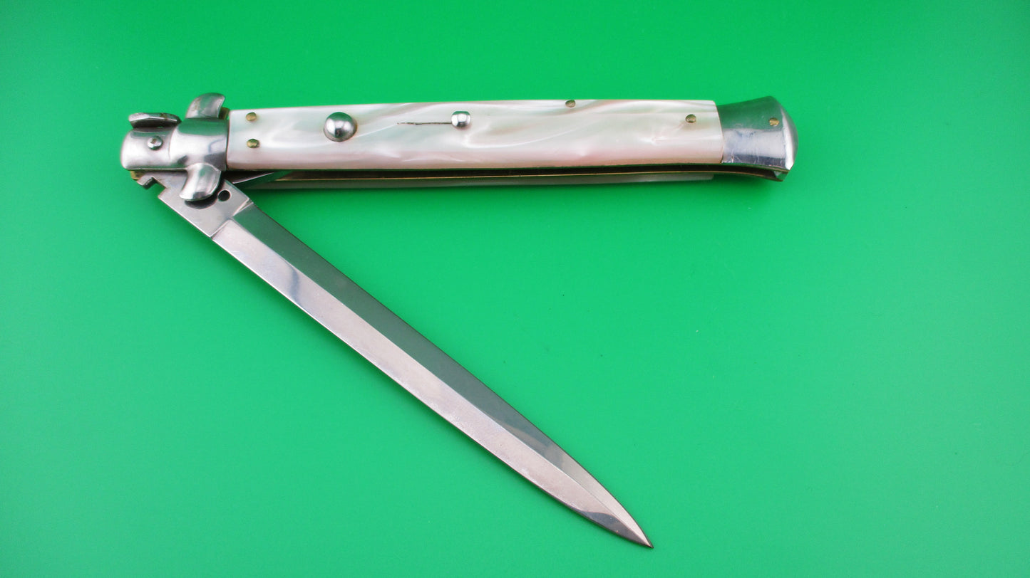 z INOX AB STILETTO ITALY 33cm Italian Stiletto Dagger Pink Pearl switchblade