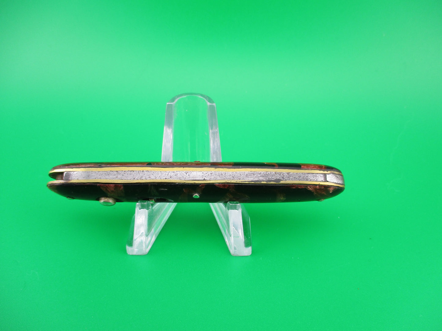 PRESTO single Cigar Red pearl & black mottled celluloid handle switchblade knife