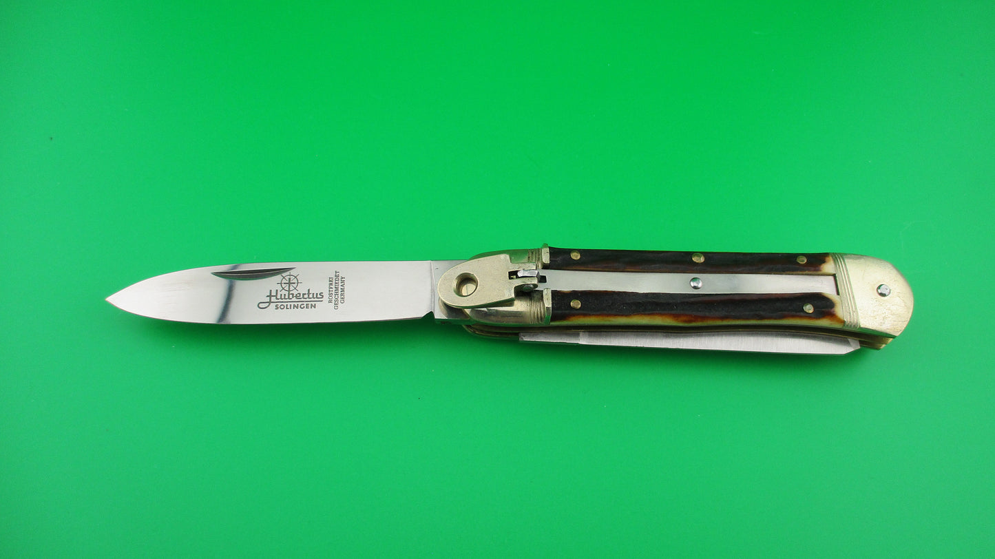 z HUBERTUS SOLINGEN 11cm German Lever Stag 2 blade Camper automatic knife