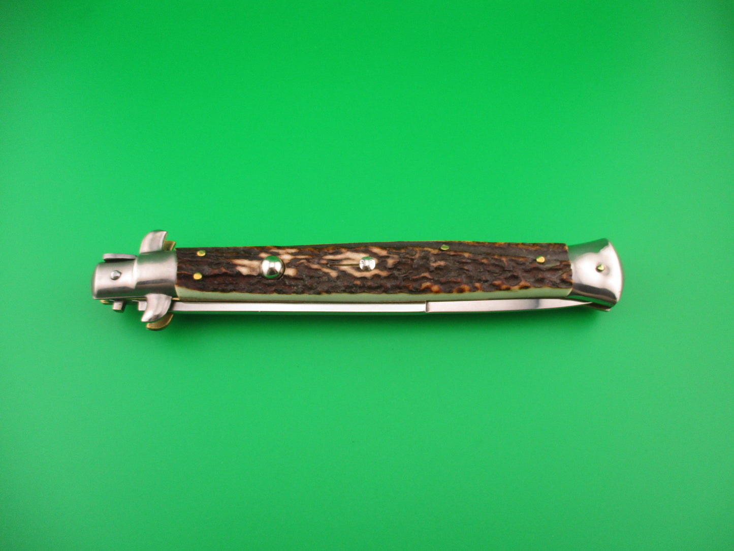 MANIAGO ITALY 33cm Italian Stiletto Stag swivel bolster automatic knife