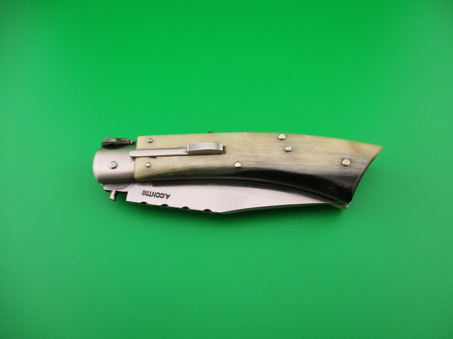 z A. CONTINI 24cm Italian Hand Made Custom Ram's horn automatic knife NIB