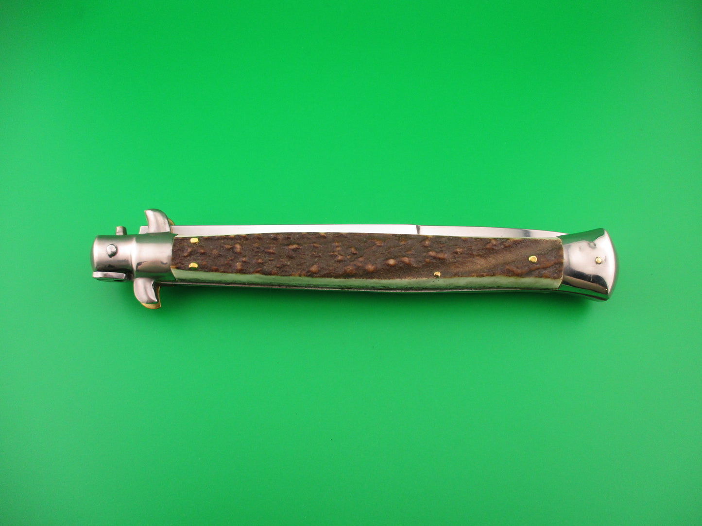 MANIAGO ITALY 33cm Italian Stiletto Stag swivel bolster automatic knife