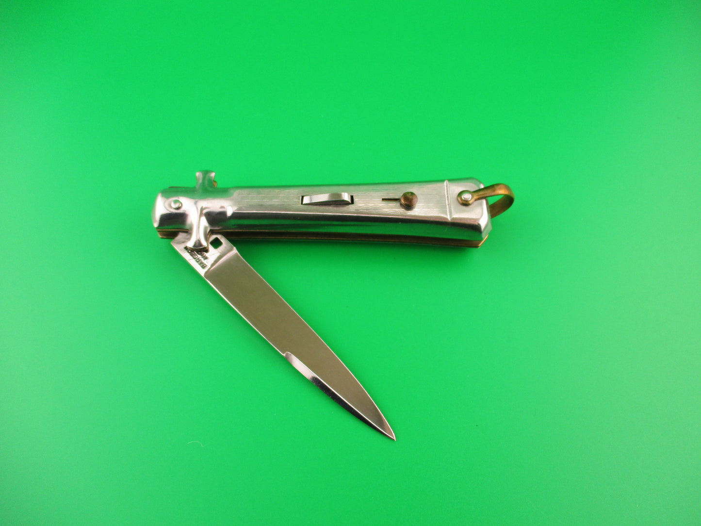 BARGEON INOX 19cm French NOS All metal humped rectangle button automatic knife