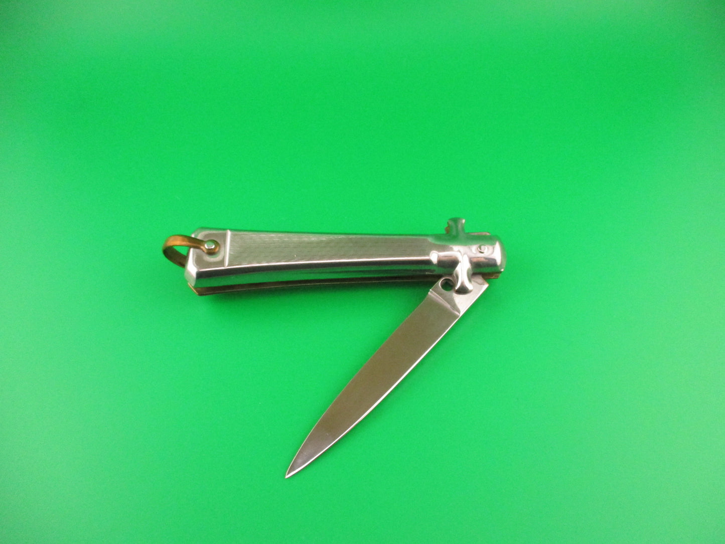 BARGEON INOX 19cm French NOS All metal humped rectangle button automatic knife