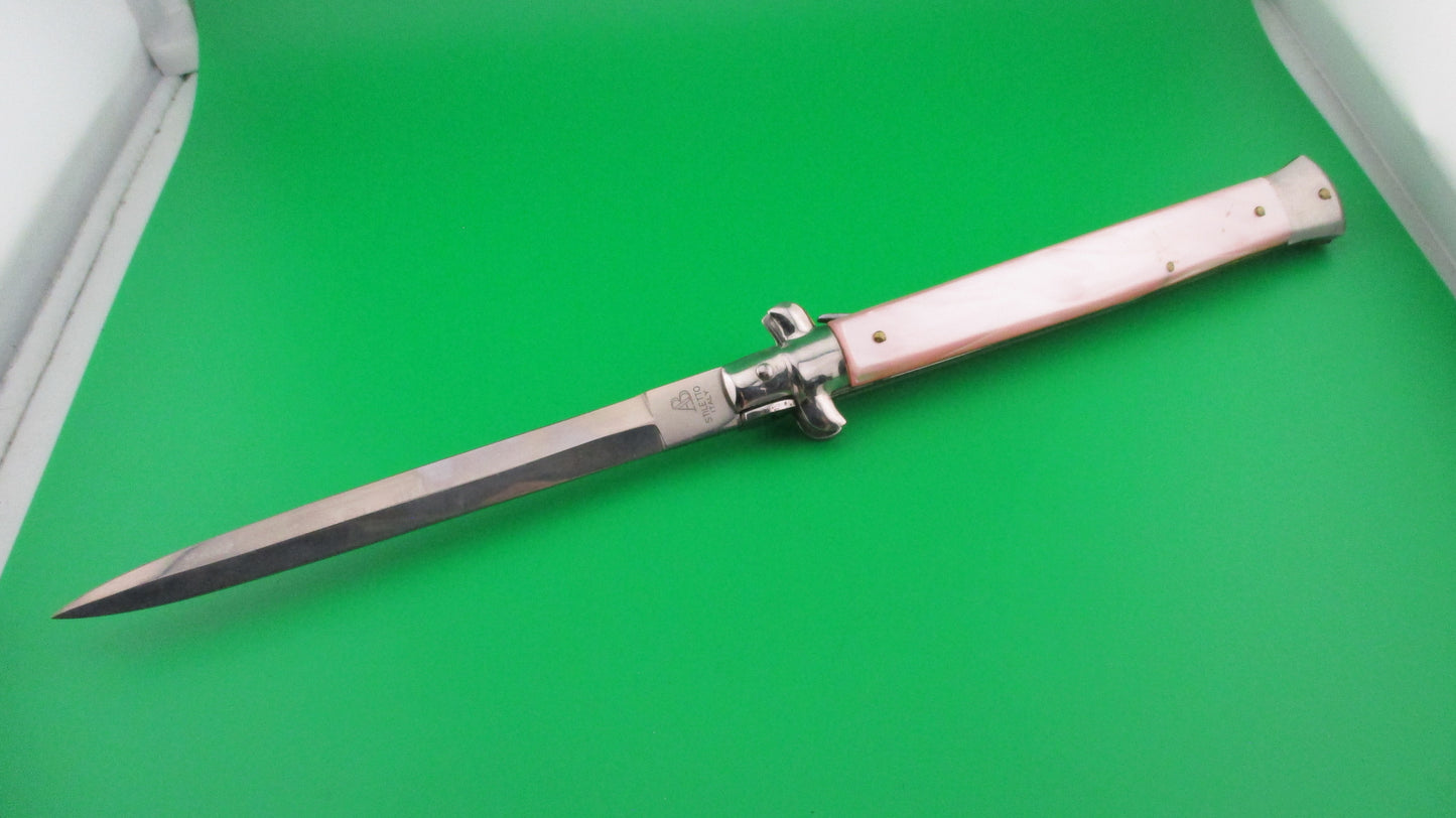 z INOX AB STILETTO ITALY 33cm Italian Stiletto Dagger Pink Pearl switchblade