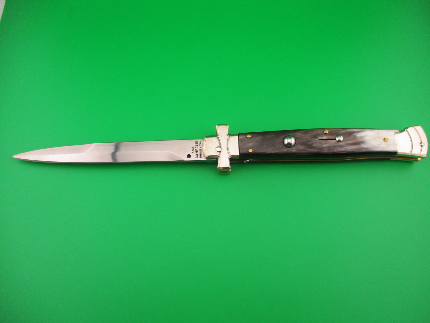 AGA CAMPOLIN 28cm Italian Maltese crossguard horn automatic knife
