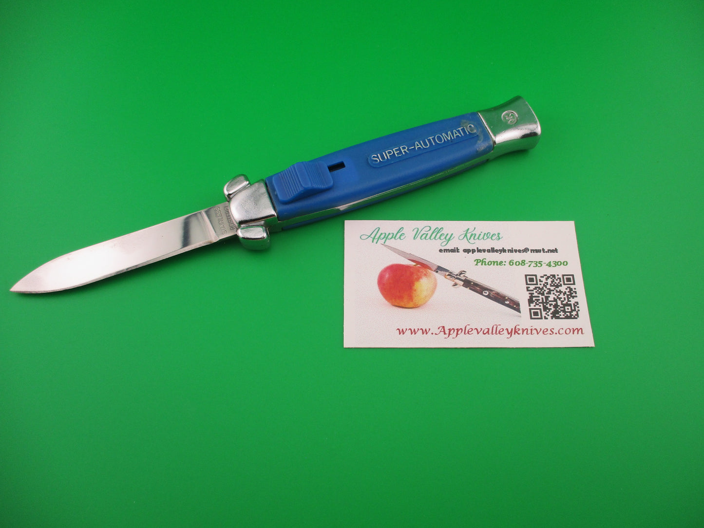 STAINLESS ROSTFREI 20cm RARE Light Blue Super Automatic OTF DA vintage switchblade knife