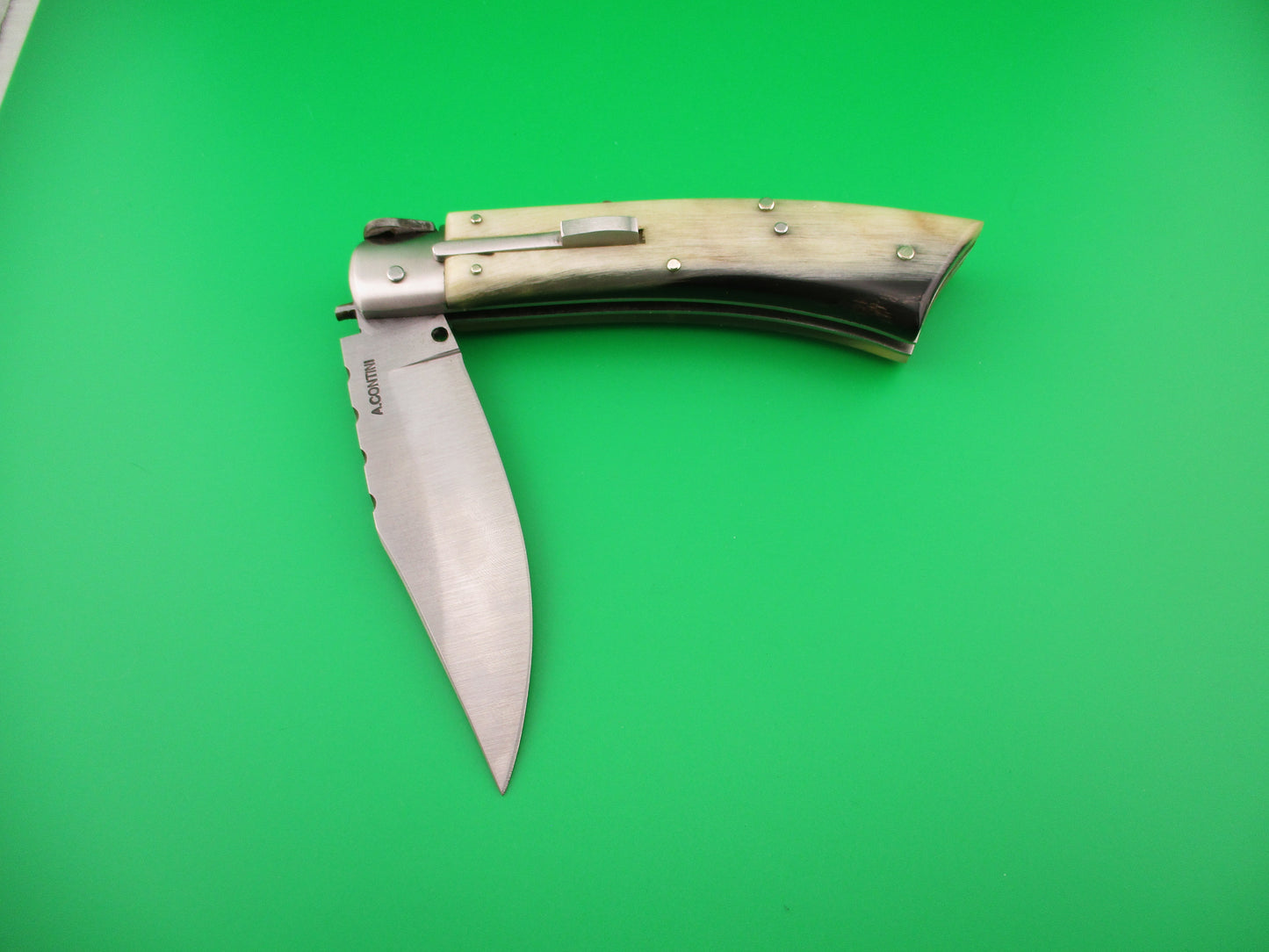 z A. CONTINI 24cm Italian Hand Made Custom Ram's horn automatic knife NIB