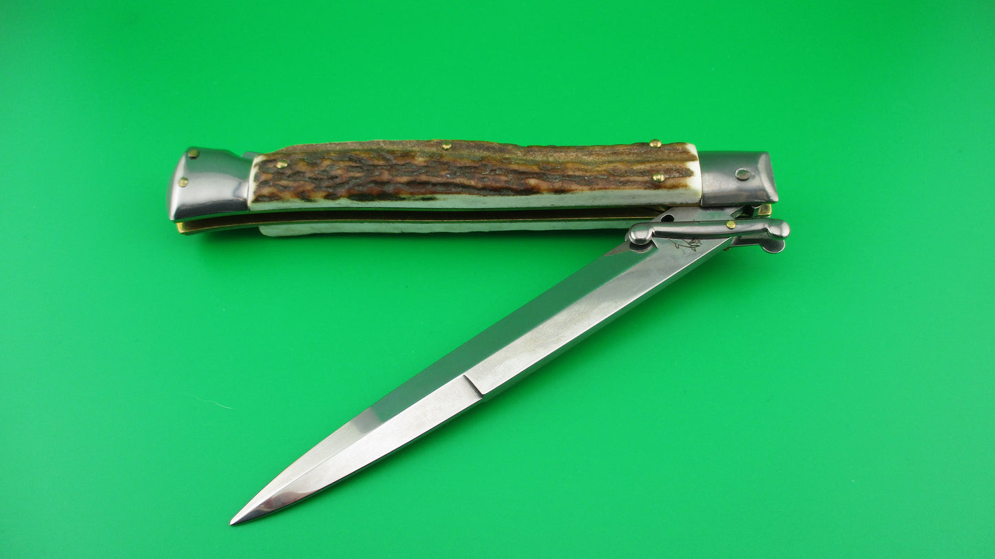 FRANK B ITALY D.M. Dolphin 28cm Italian Swing guard Stag automatic knife