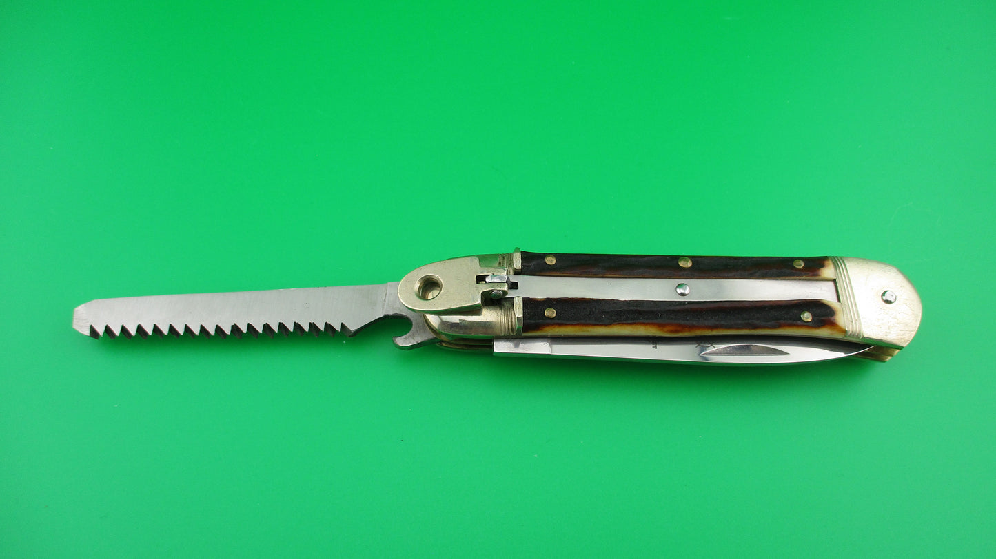 z HUBERTUS SOLINGEN 11cm German Lever Stag 2 blade Camper automatic knife