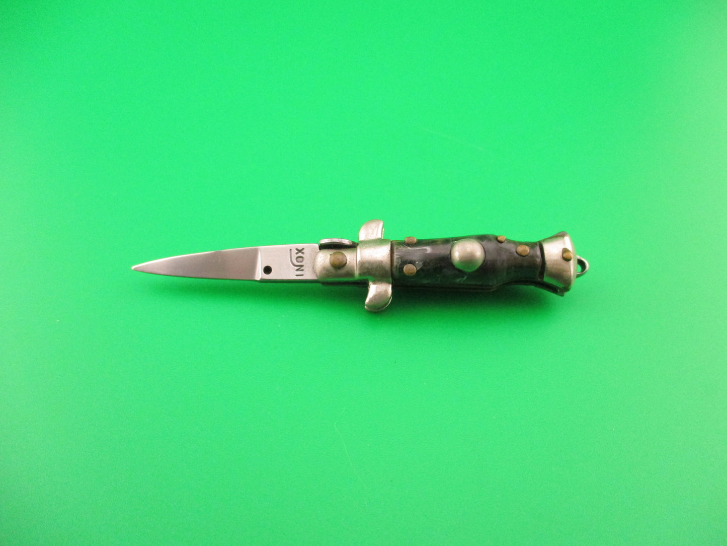 INOX 7cm Italian Mini Picklock Coffee & Cream 4 pin vintage automatic knife