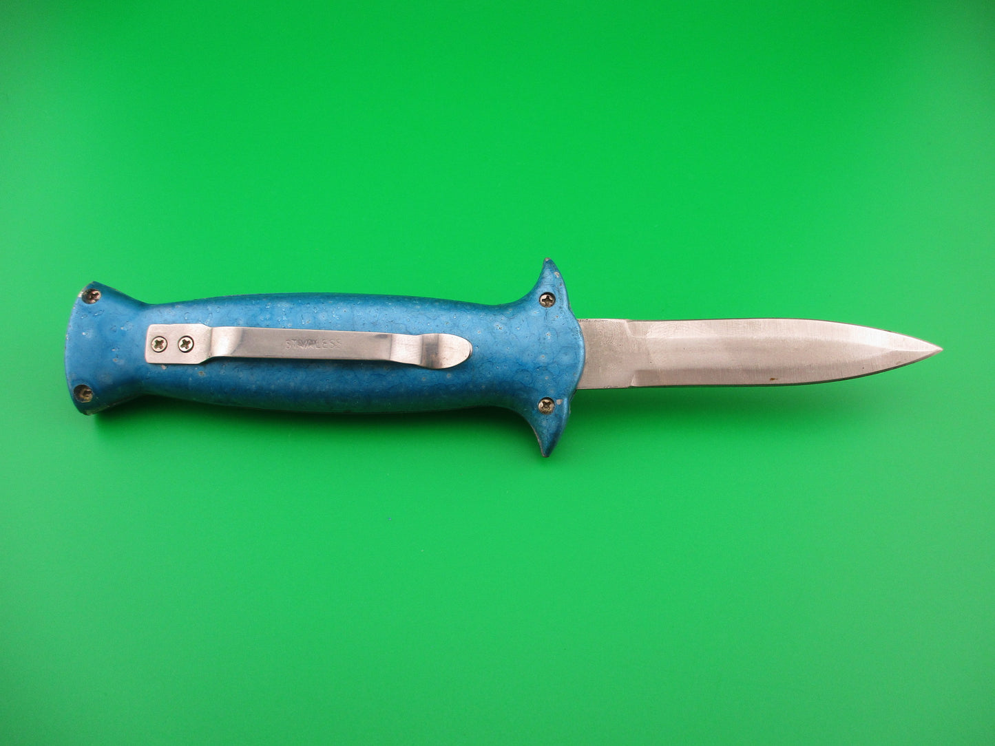 STAINLESS STEEL 19cm Blue Asian OTF DA Dagger blade automatic knife
