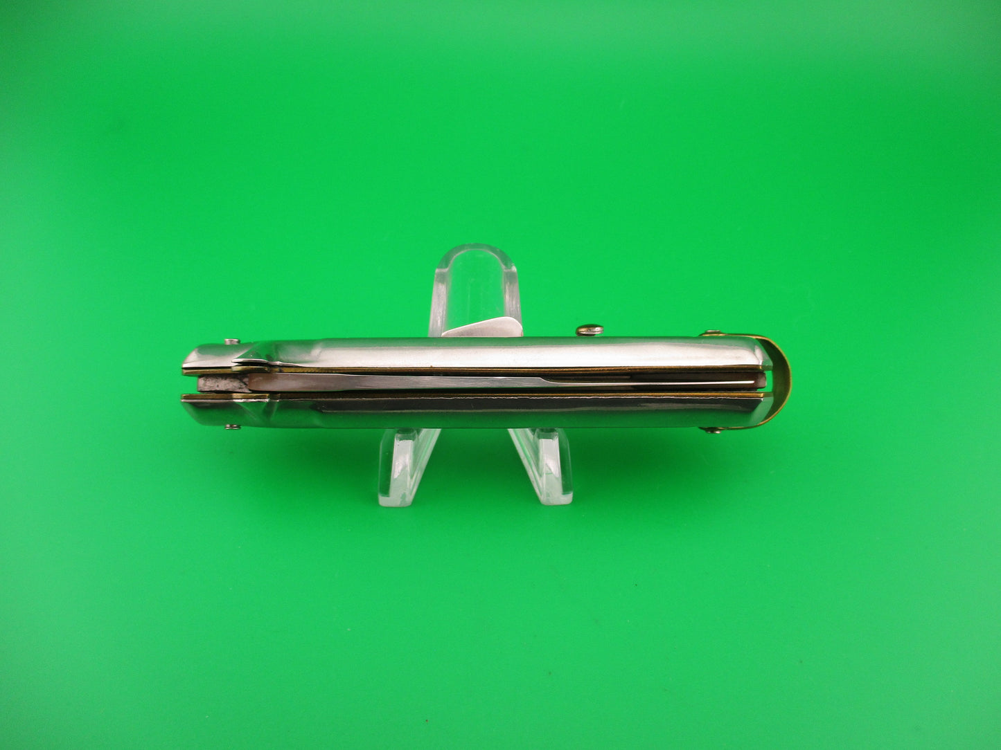 BARGEON INOX 19cm French NOS All metal humped rectangle button automatic knife