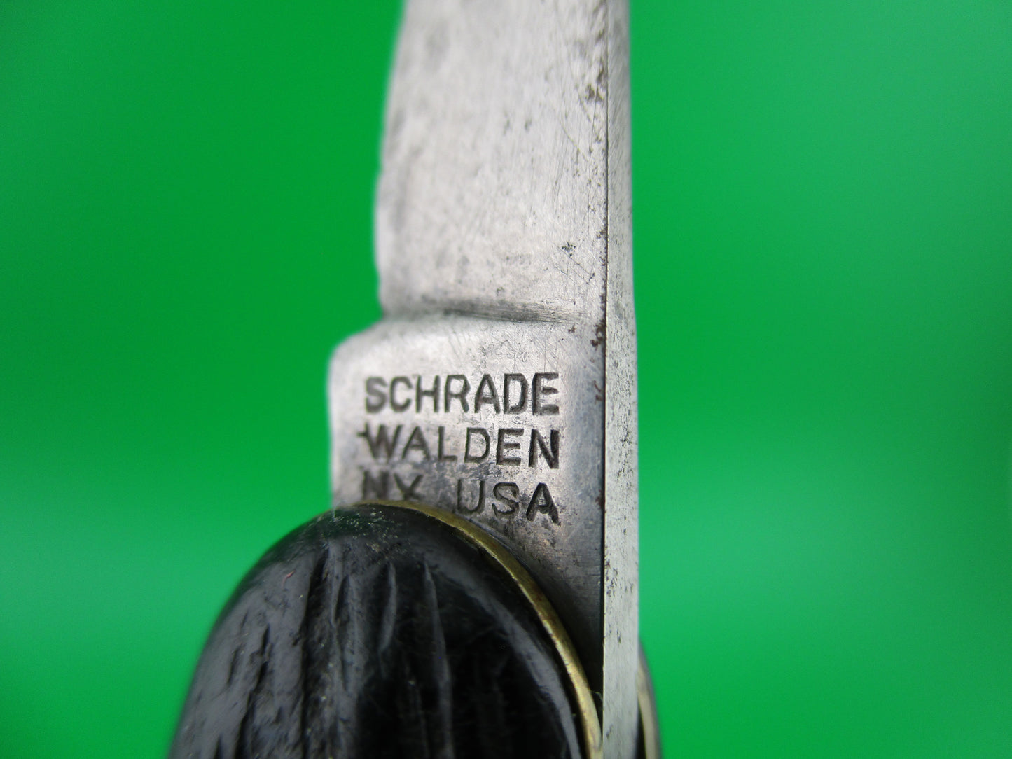z SCHRADE WALDEN Medium double Black stagged vintage switchblade knife