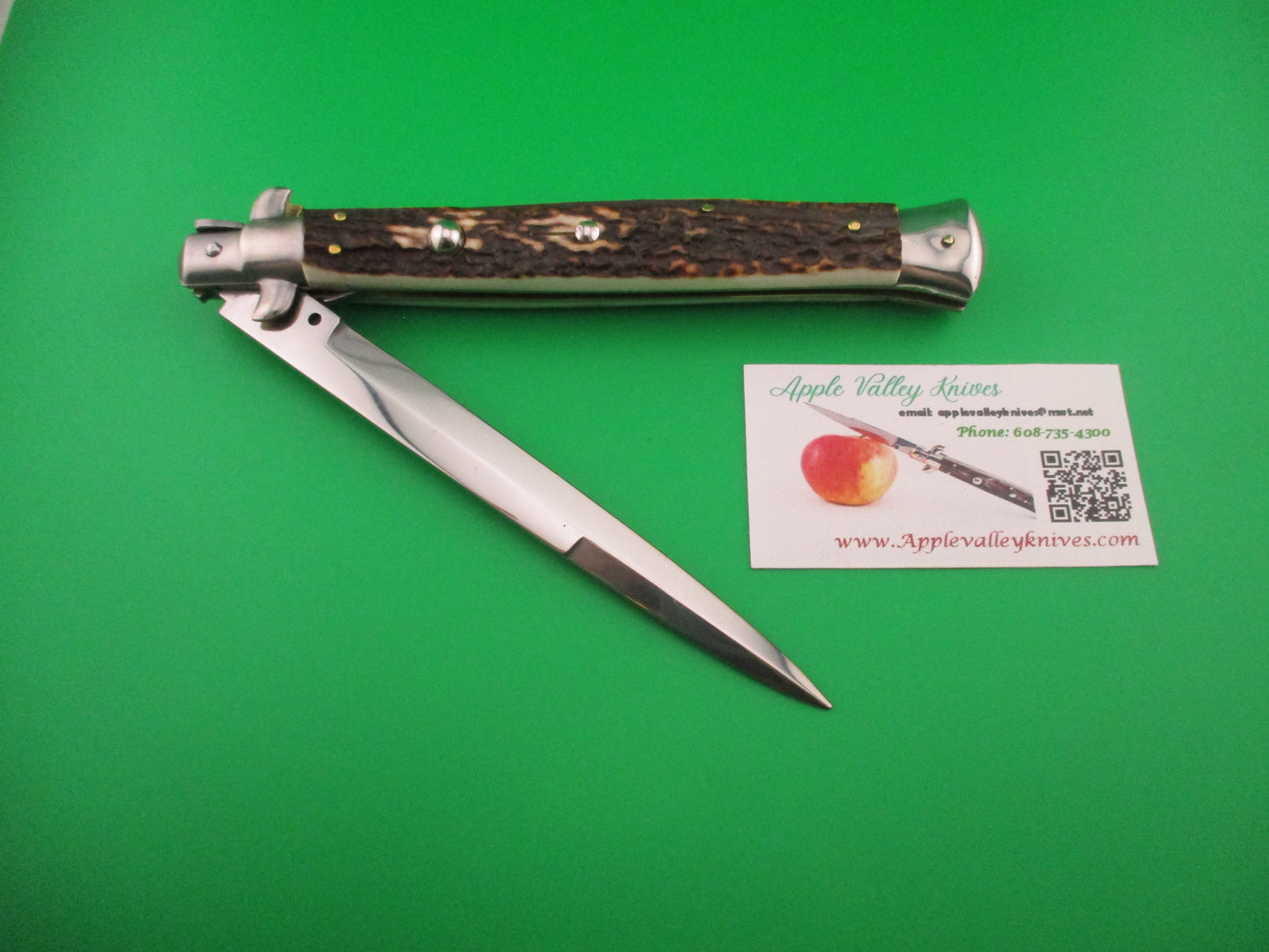 MANIAGO ITALY 33cm Italian Stiletto Stag swivel bolster automatic knife