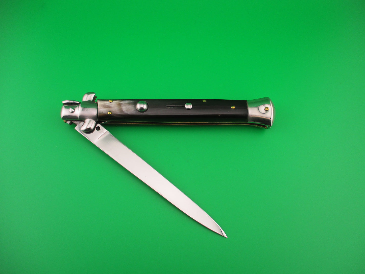 VIRGINIA INOX 28cm Italian Stiletto Swivel bolster horn vintage automatic knife