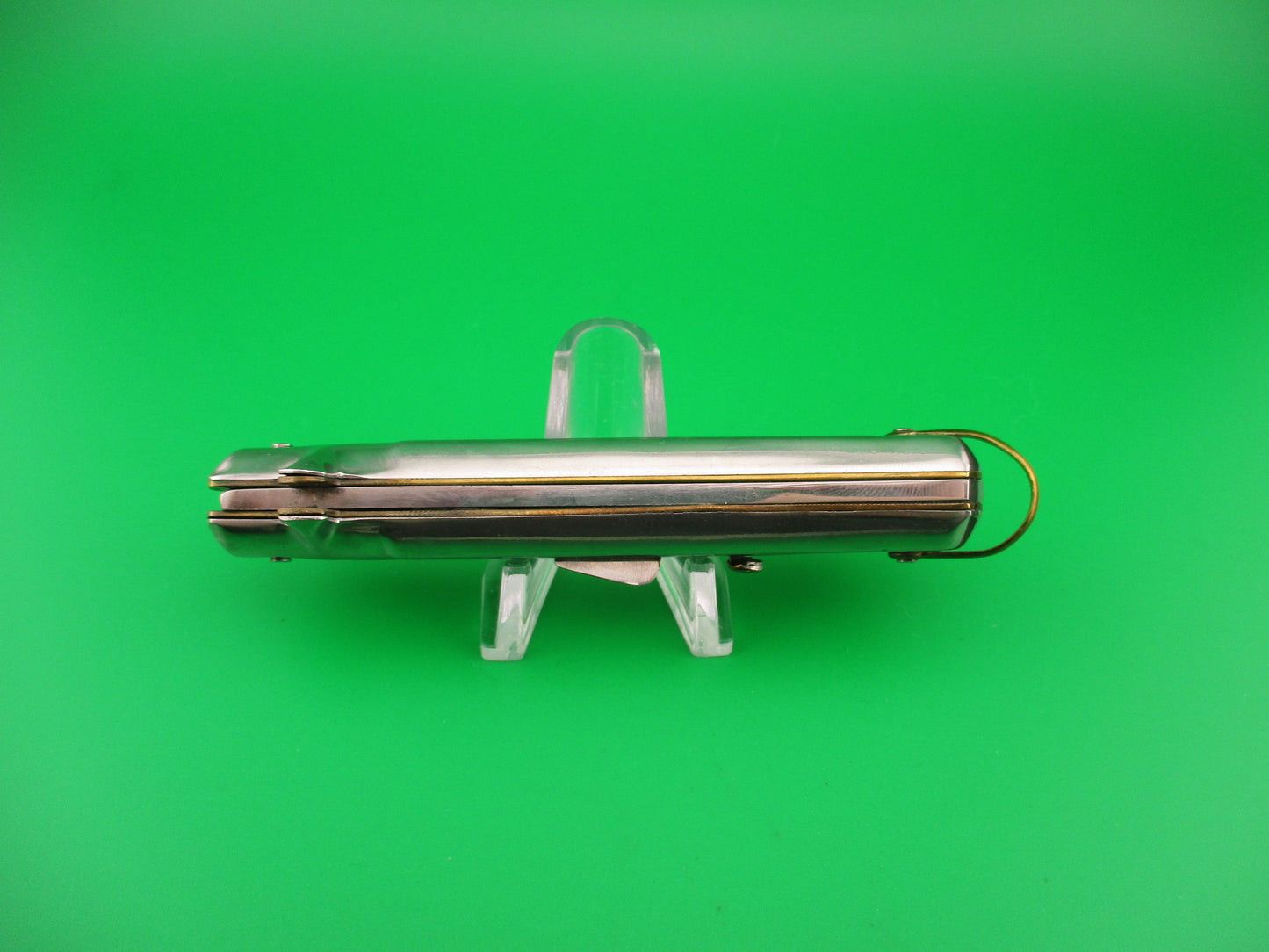 BARGEON INOX 19cm French NOS All metal humped rectangle button automatic knife