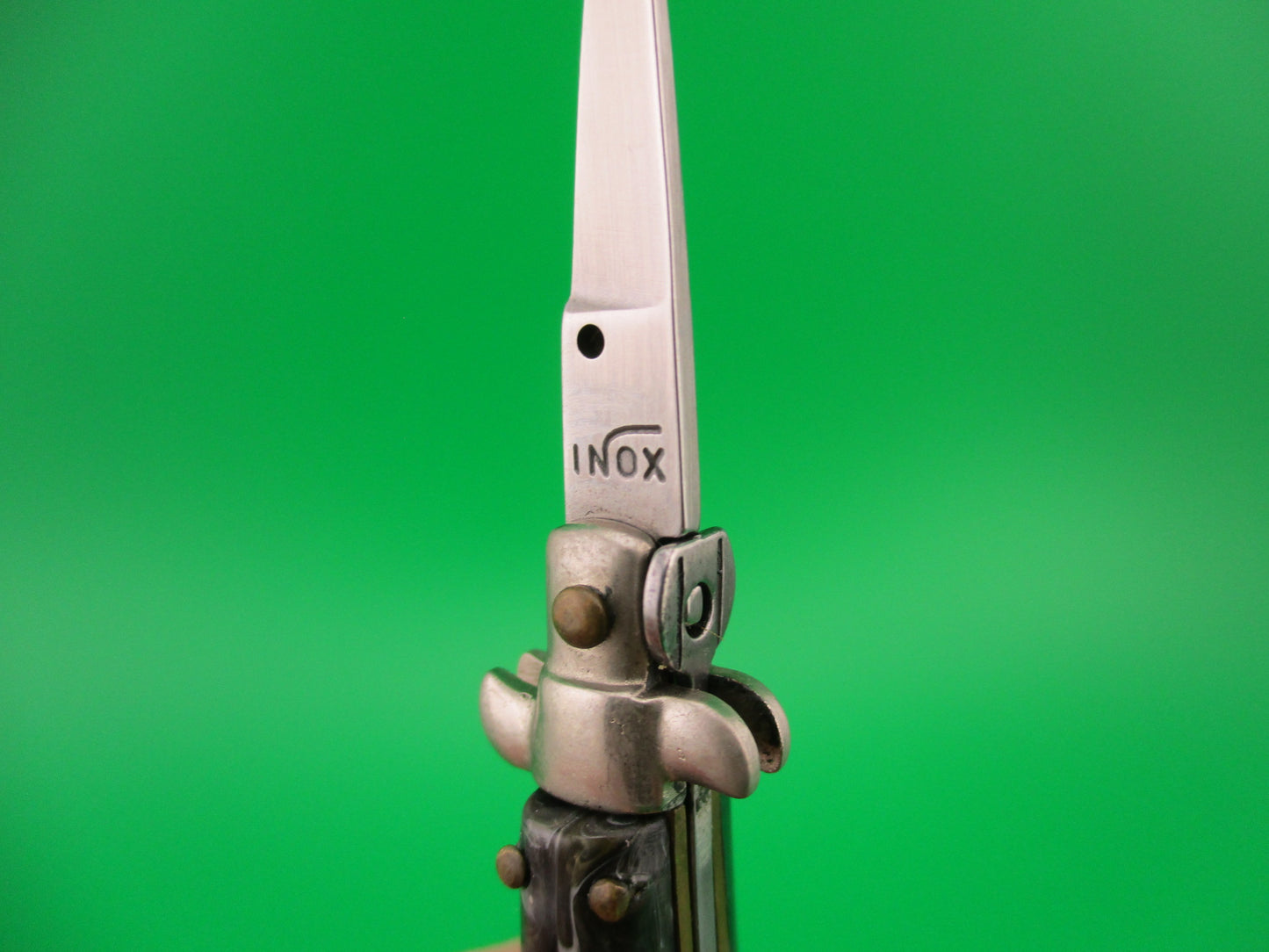 INOX 7cm Italian Mini Picklock Coffee & Cream 4 pin vintage automatic knife