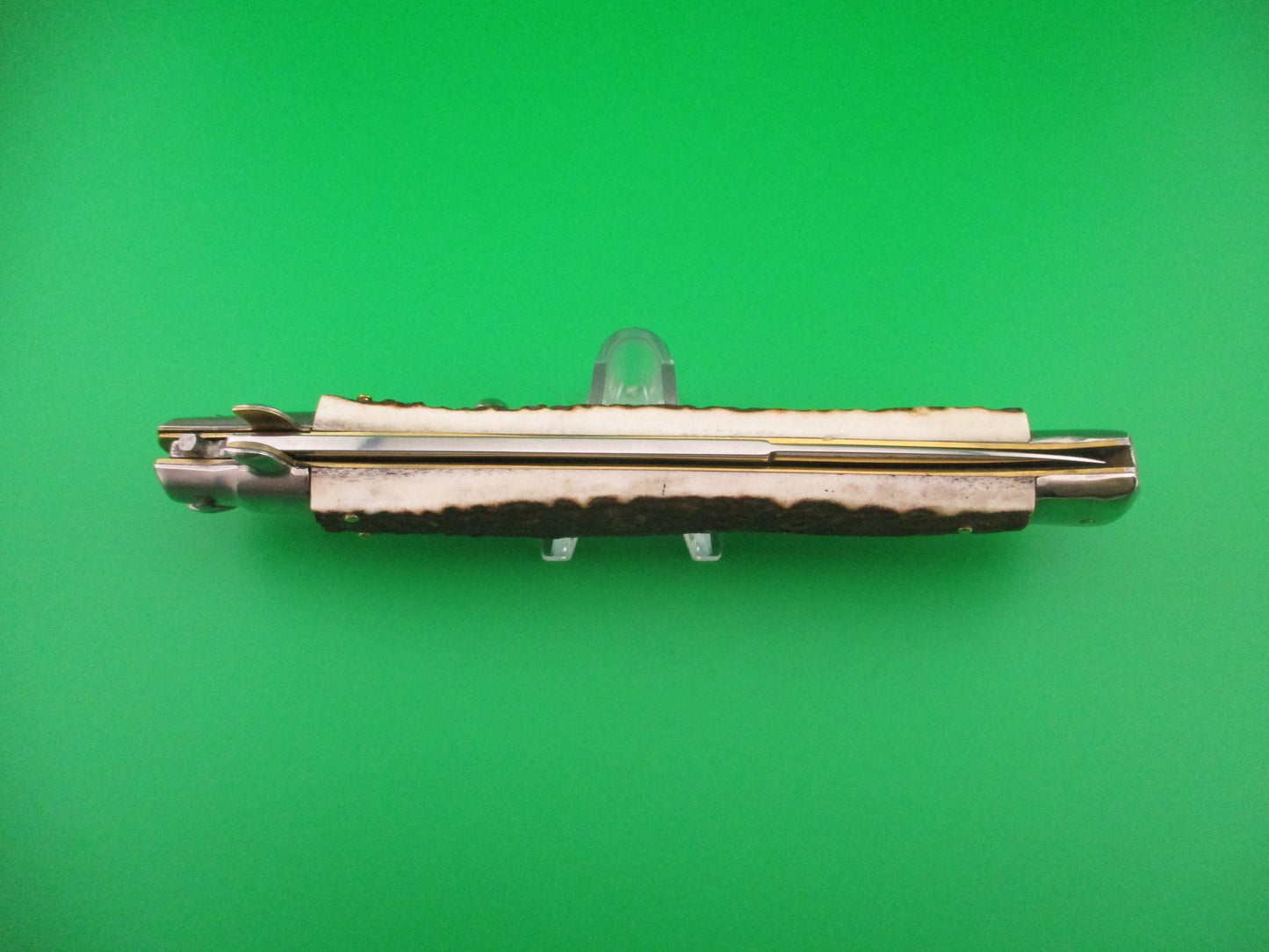MANIAGO ITALY 33cm Italian Stiletto Stag swivel bolster automatic knife