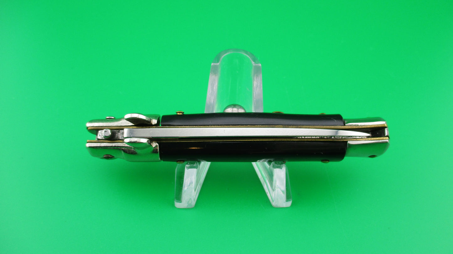 JAGUAR INOX 16cm Italian Stiletto swivel bolster Vintage Black Automatic knife