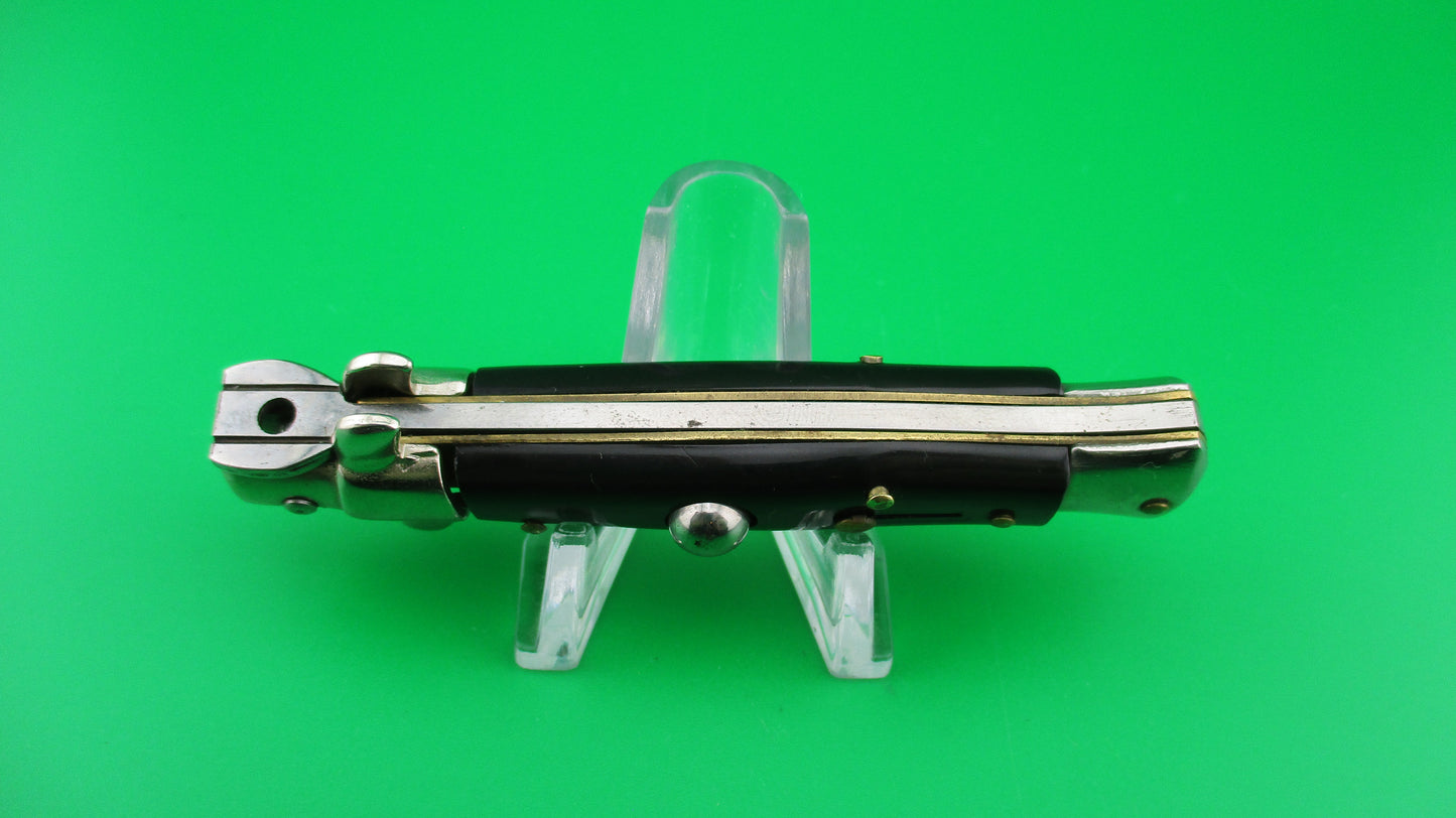 JAGUAR INOX 16cm Italian Stiletto swivel bolster Vintage Black Automatic knife
