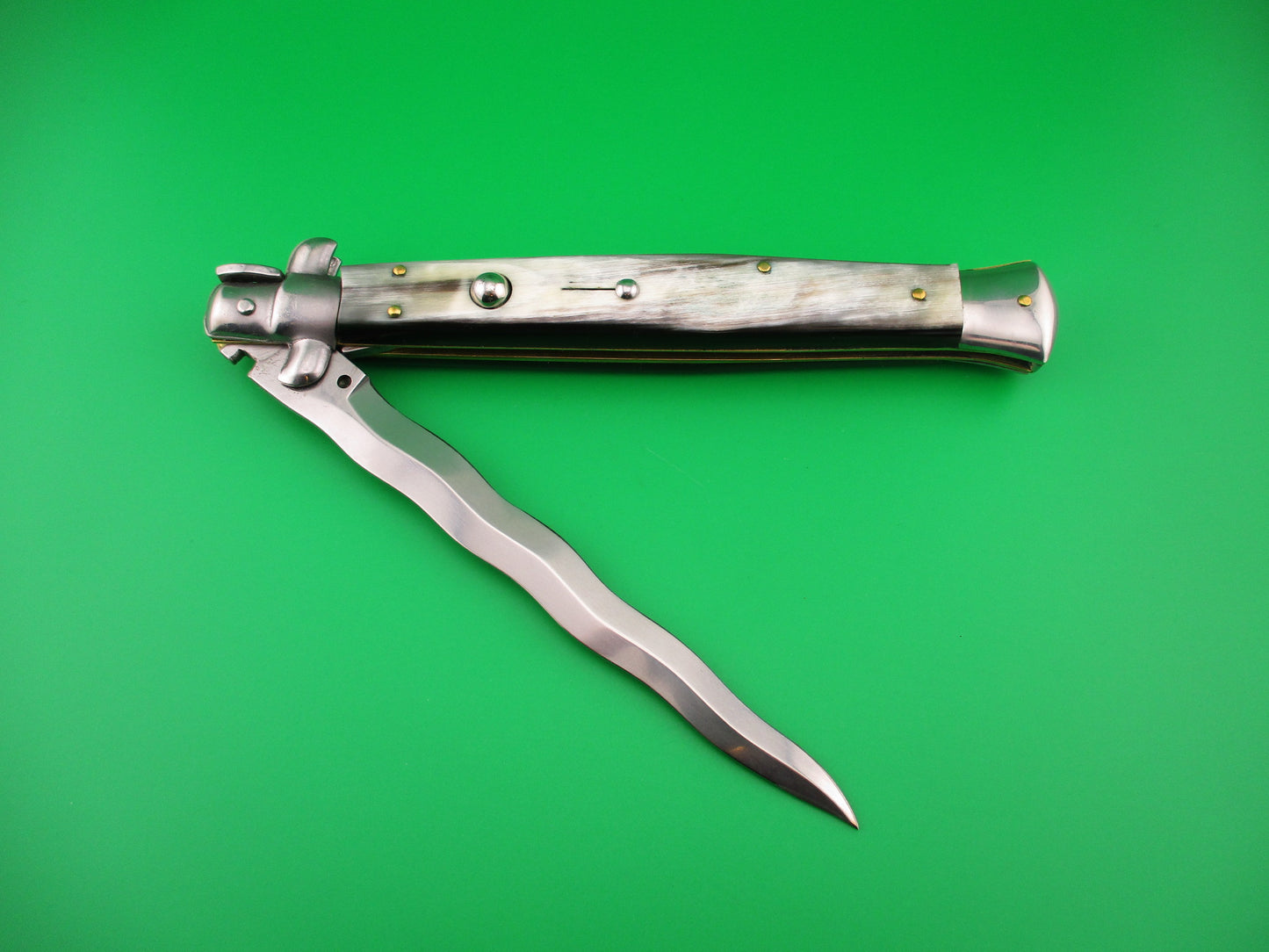 STILETTO ITALY 33cm Italian Stiletto KRIS Brazilian Horn automatic knife