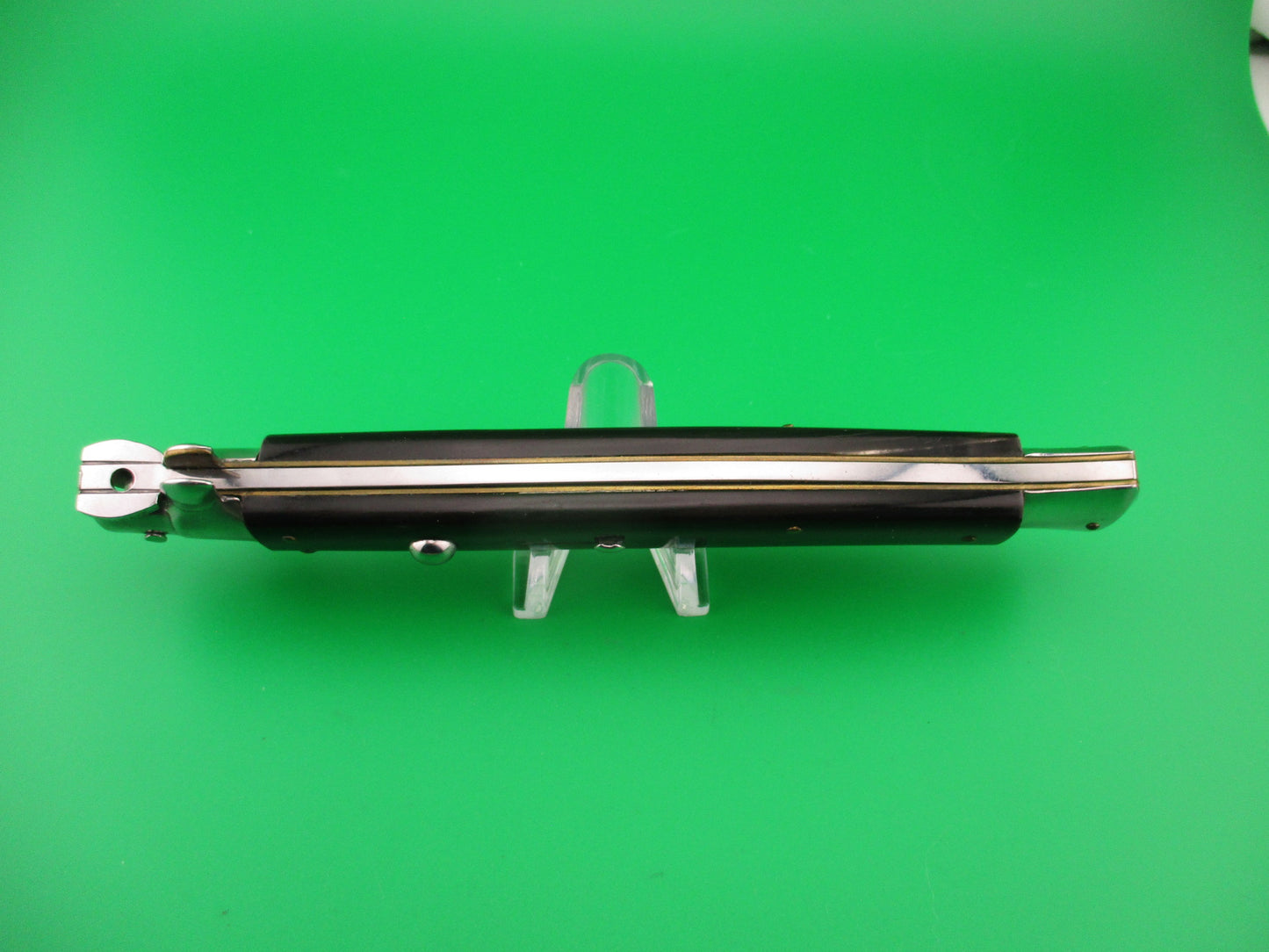 FRANK B 33cm Italian Stiletto horn bayonet swivel bolster automatic knife