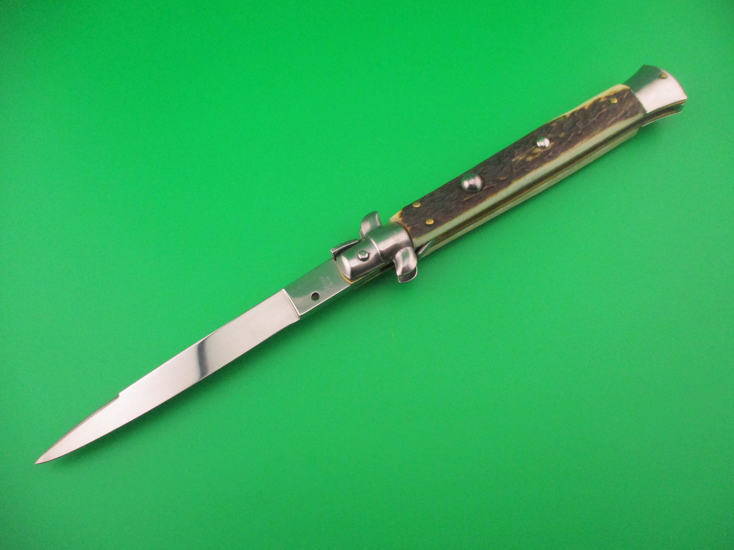 STILETTO ITALY 28cm Italian Stag Stiletto Swivel bolster vintage automatic knife