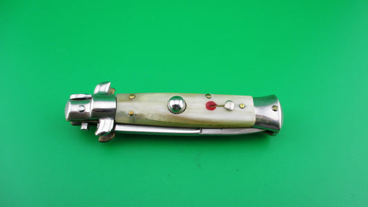 z ROSTFREI 14cm Italian Transitional Yellow & Cream horn automatic knife