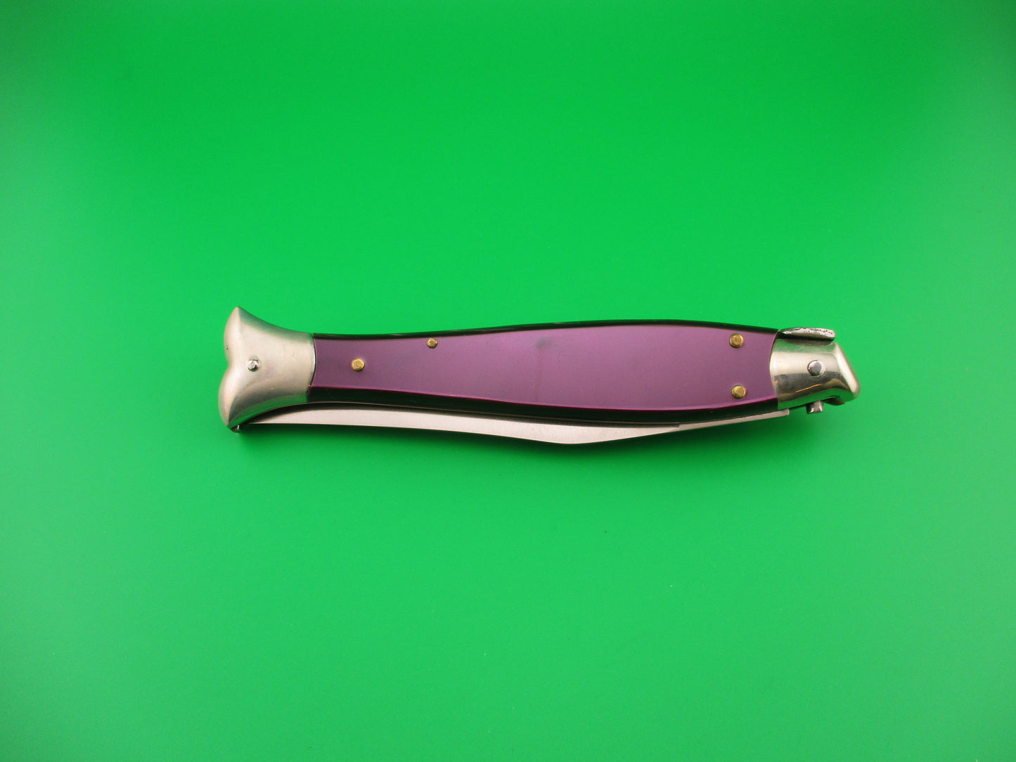 Sterile 25cm Italian PURPLE Fishtail Picklock NOS vintage automatic knife