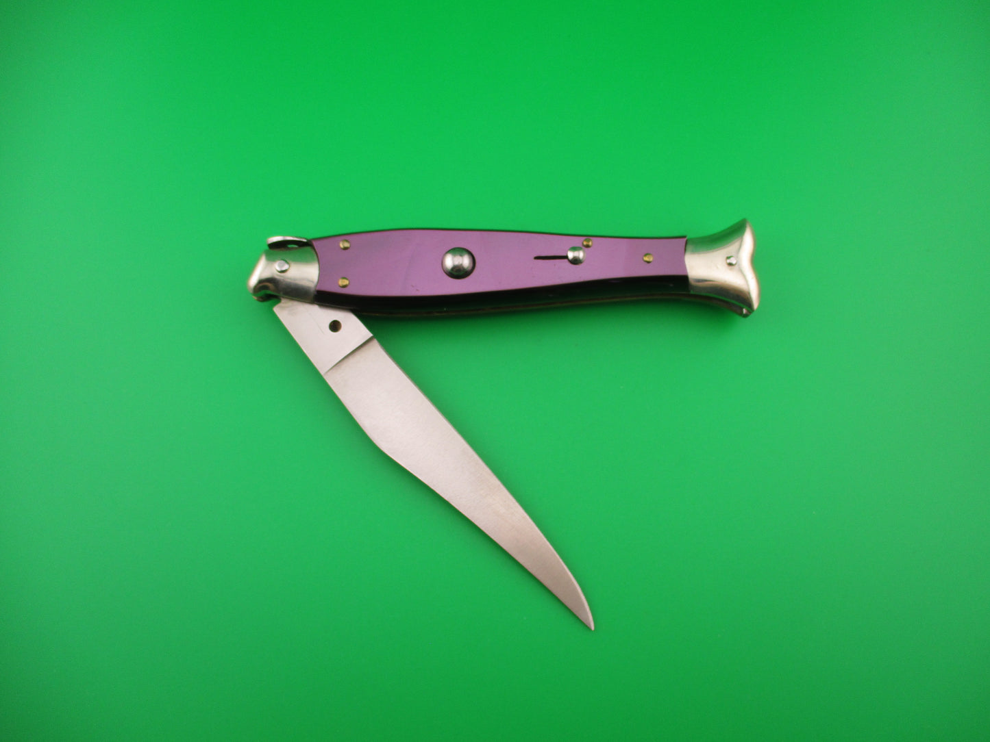 Sterile 25cm Italian PURPLE Fishtail Picklock NOS vintage automatic knife