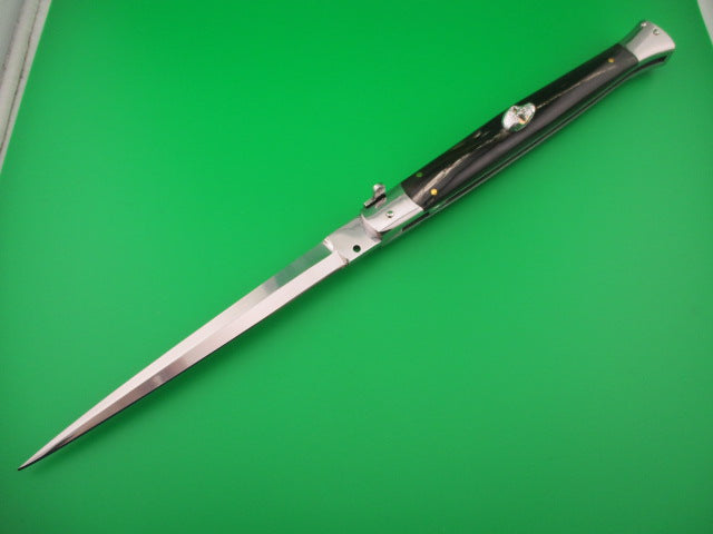 35cm Skull Button Wicked Stiletto Dagger Horn Custom automatic knife