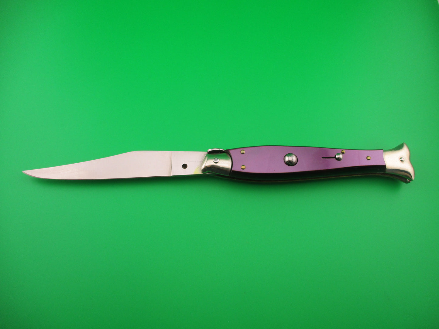 Sterile 25cm Italian PURPLE Fishtail Picklock NOS vintage automatic knife