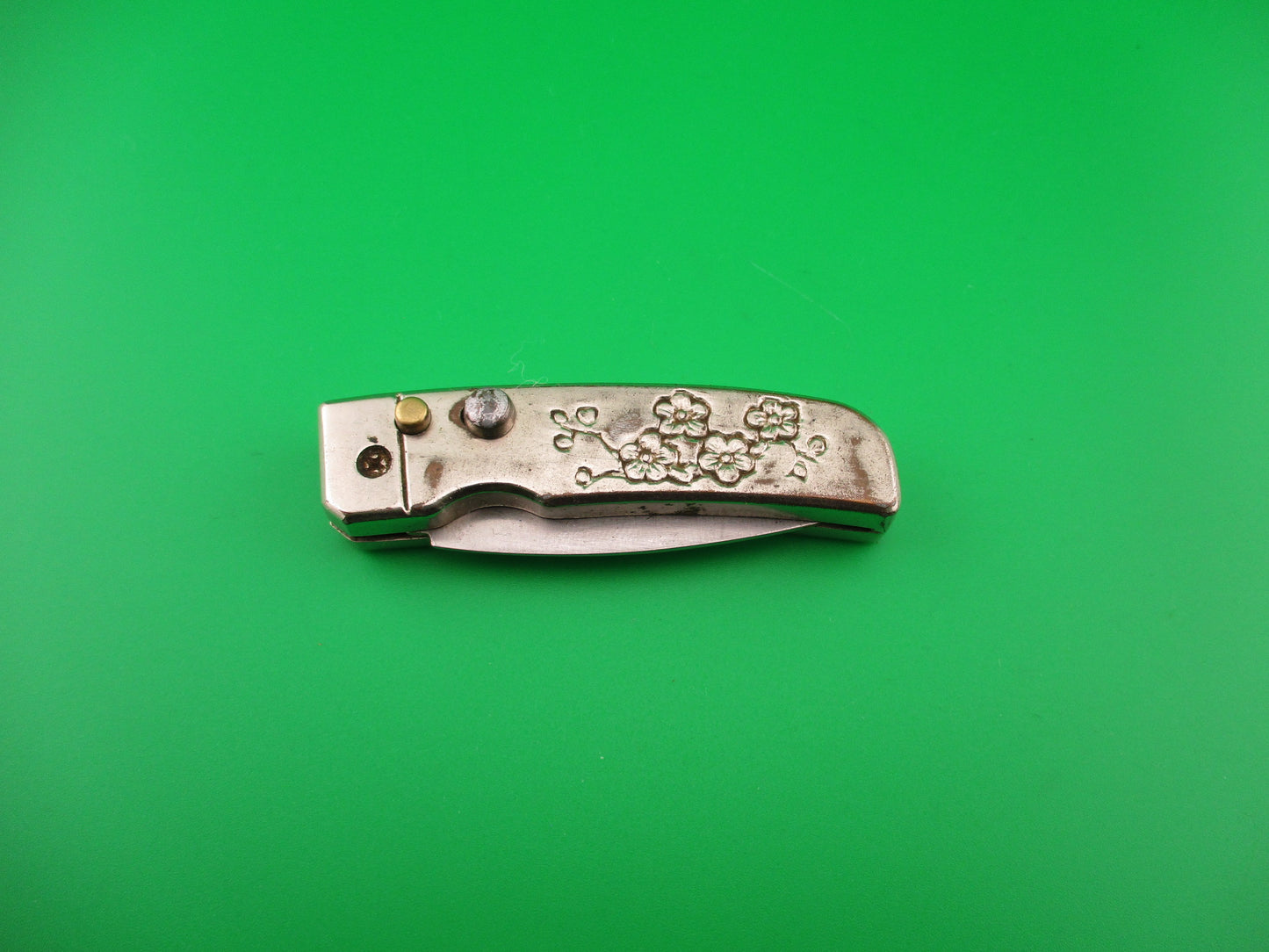 Mini RPK 12cm Russian Prison Knife Aluminum w flowers vintage automatic knife