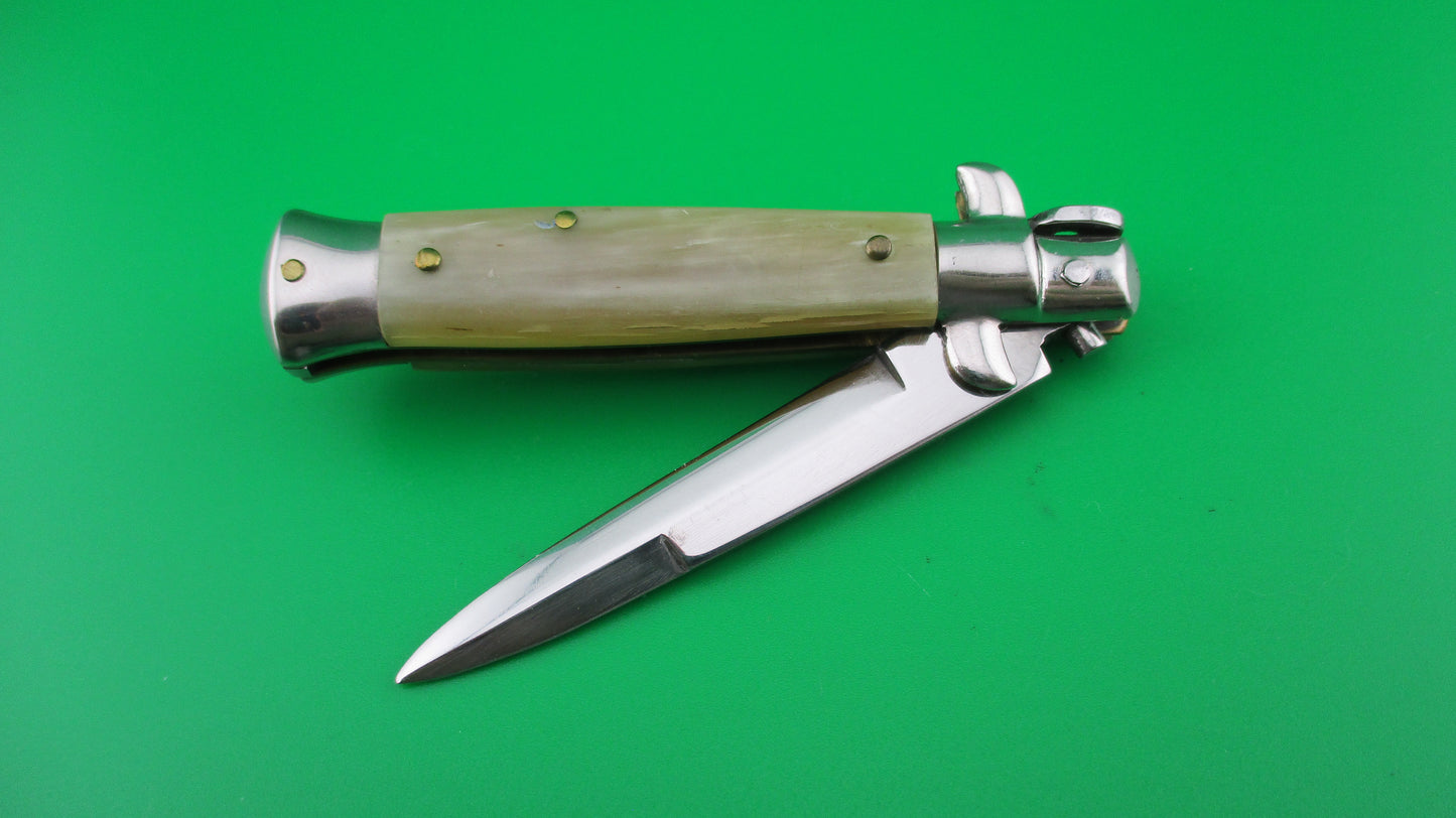 z ROSTFREI 14cm Italian Transitional Yellow & Cream horn automatic knife
