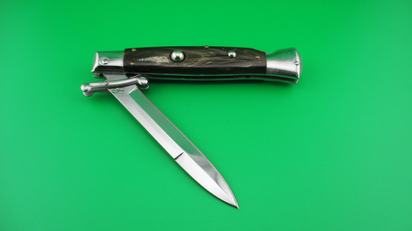 AKC Italy 23cm Italian Swing guard Black & Brown horn automatic knife