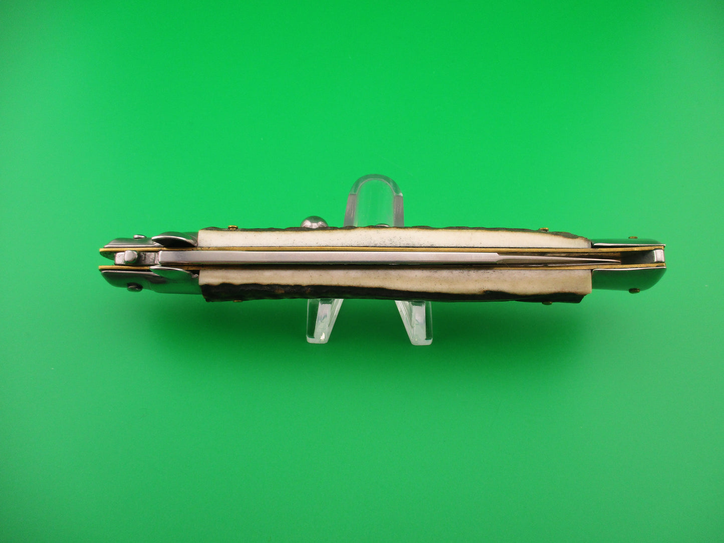 STILETTO ITALY 28cm Italian Stag Stiletto Swivel bolster vintage automatic knife