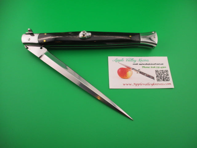 35cm Skull Button Wicked Stiletto Dagger Horn Custom automatic knife