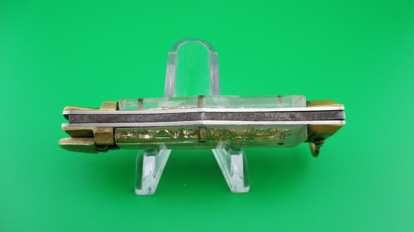 STAINLESS Bullfighter 14cm White Gold Vintage lever switchblade knife