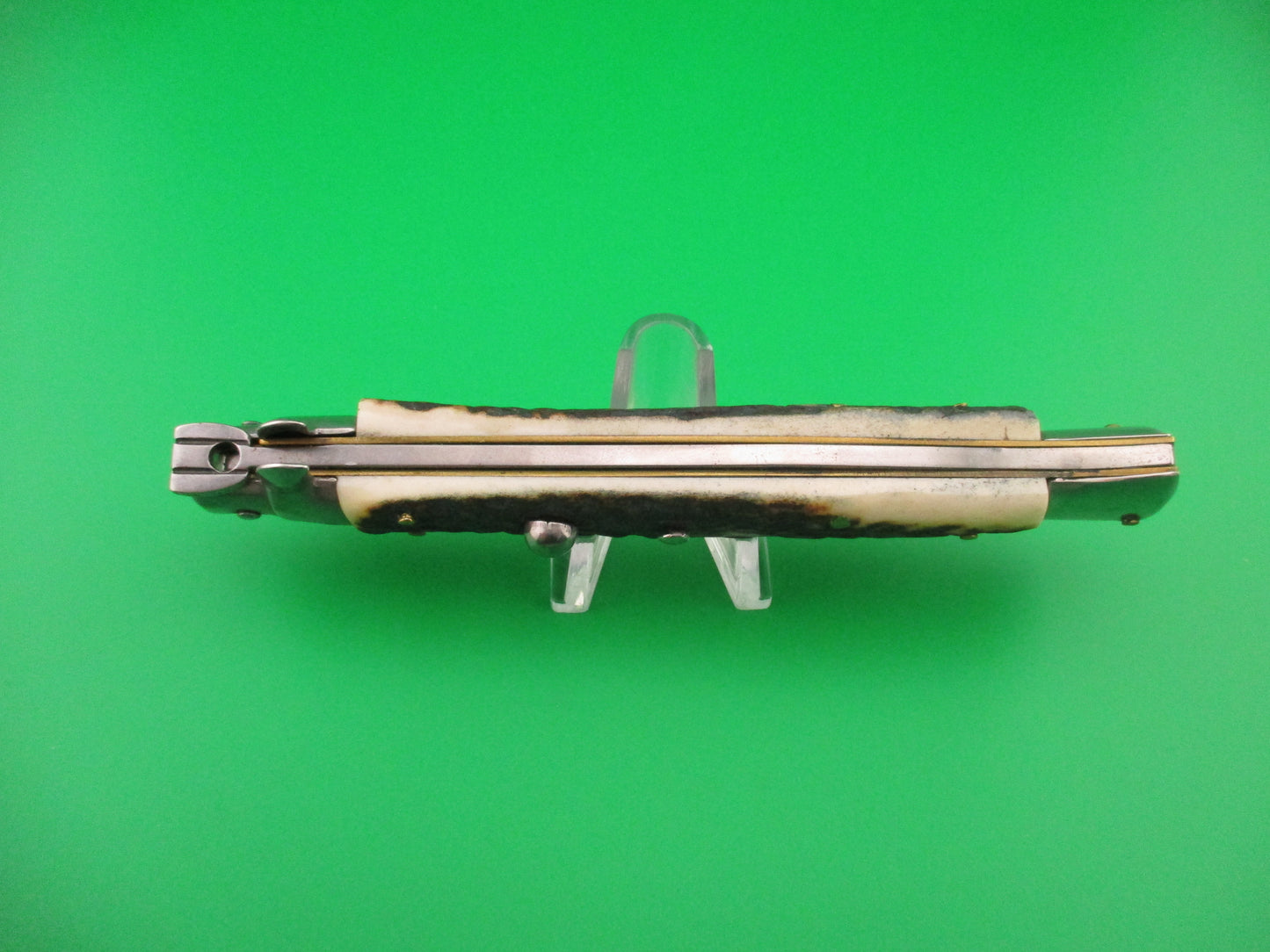 STILETTO ITALY 28cm Italian Stag Stiletto Swivel bolster vintage automatic knife