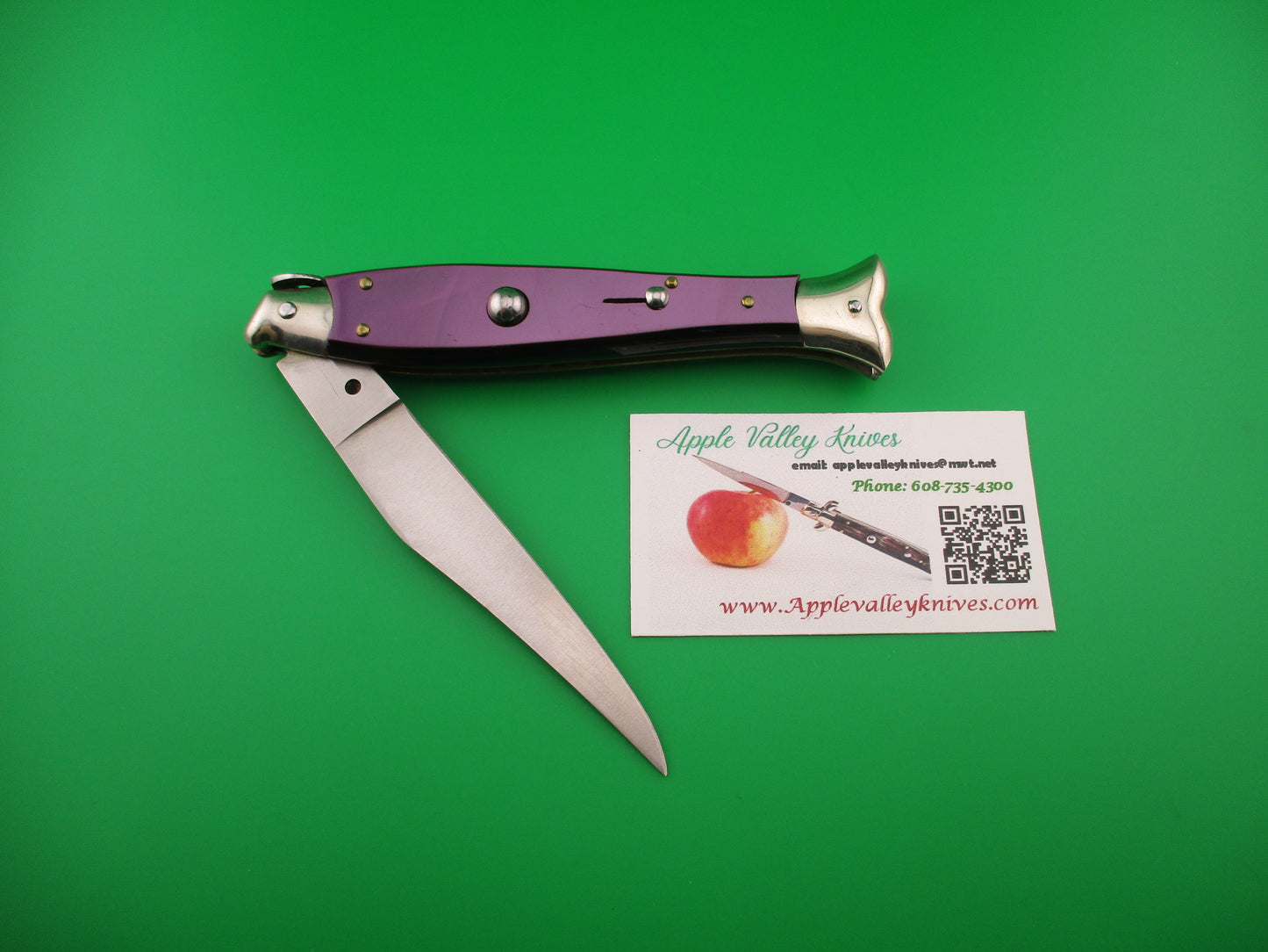 Sterile 25cm Italian PURPLE Fishtail Picklock NOS vintage automatic knife
